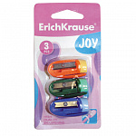 ТОЧИЛКА ПЛАСТ. ERICHKRAUSE JOY®, НАБОР 3ШТ, НА 1 ОТВЕРСТИЕ, В БЛИСТЕРЕ, АССОРТИ /36/288/