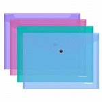 КОНВЕРТ ПЛАСТ. НА КНОПКЕ, B5, ERICHKRAUSE VIVID, 0,18 ММ, ПОЛУПРОЗР. АССОРТИ /12/576/
