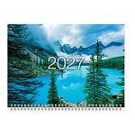 КАЛЕНДАРЬ КВАРТАЛЬНЫЙ 2027, BRAUBERG. ГОРНОЕ ОЗЕРО, МЕЛ. БУМ. 3 ГРЕБНЯ /