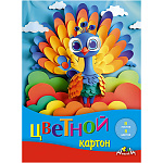 КАРТОН ЦВЕТНОЙ А5, 08 Л, 08 ЦВ. ЯРКИЙ ПАВЛИНЧИК, НЕМЕЛ. В ПАПКЕ /50/