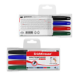 МАРКЕР ДЛЯ ДОСКИ ЕRICHКRAUSE W-110, НАБОР 04ШТ, АССОРТИ, В  ФУТЛЯРЕ /12/144/