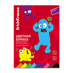 БУМАГА ЦВЕТНАЯ A4, 10 Л, 10 ЦВ. ERICHKRAUSE, JOLLY FRIENDS, ИГРУШКА-НАБОР. ОДНОСТ. НА КЛЕЮ /10/70/