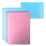 УГОЛОК А4. ПЛАСТ. ERICHKRAUSE MATT PASTEL, 0,18 ММ, 2 КАРМАНА, НЕПРОЗР. АССОРТИ /12/324/ РФ