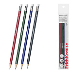 Набор из 4 чернографитных карандашей ErichKrause Deep Classic triangular, трехгранных, с ластиком, HB (в пакете)