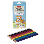 КАРАНДАШИ ЦВ. 12 ШТ, ХАТБЕР. ART-TIME, ПЛАСТ. ТРЕХГРАН. СТИРАЕМ. ЗАТОЧЕН. +КАРАНДАШ-ЛАСТИК, К/К/12/