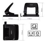 ДЫРОКОЛ ДО 25 Л. ХАТБЕР RECORD, МЕТАЛЛ. С  ЛИНЕЙКОЙ, ЧЕРНЫЙ /48/