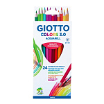 КАРАНДАШИ ЦВ. 24 ШТ, GIOTTO COLORS 3.0, АКВАРЕЛЬНЫЕ, ДЕРЕВЯННЫЕ, ТРЕХГРАННЫЕ / 