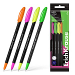 Набор из 4 ручек шариковых ErichKrause Neo® Stick Accent 0.7, Super Glide Technology, цвет чернил синий (в пакете)