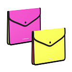 КОНВЕРТ ПЛАСТ. НА КНОПКЕ, A5+, ЕRICH КRAUSE MATT NEON, 0.6 ММ, ОБШИТЫЙ. НЕПРОЗР. АССОРТИ /4/48/ РФ