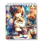 СКЕТЧБУК /АРТБУК/ 80 Л, 166*175, СВЕТОЧ. КОТЯЧЬЯ НЕЖНОСТЬ, ЖЕСТКАЯ ПОДЛОЖКА, ГРЕБЕНЬ /2/24/