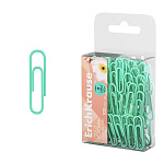 скрепки 28 мм/100 шт. erichkrause pastel bloom, винил. покрытие, мятный, пэт-бокс /10/200/