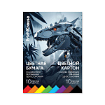 БУМАГА ЦВ.+КАРТОН ГЛЯНЦ, А4, 20 Л /10ЦВ.+10ЦВ./, ERICHKRAUSE ТЕХНО ДИНО, КЛЕЕВ. СКРЕП. /5/35/