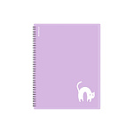 Папка файловая пластиковая на спирали ErichKrause Pastel Bloom Cats, с 20 прозрачными карманами, A4, фиолетовый, ассорти (в пакете по 4 шт.)