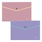 КОНВЕРТ ПЛАСТ. НА КНОПКЕ, A4, ERICHKRAUSE SOFT MANGA, 0,18 ММ, КАРМАН, НЕПРОЗР. АССОРТИ /12/240/ РФ