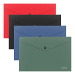 Папка-конверт на кнопке пластиковая ErichKrause Fizzy Classic, A4, непрозрачный, ассорти (в пакете по 24 шт.)