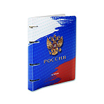 ТЕТРАДЬ 80 Л, А5, КЛ, АППЛИКА. РОССИЯ, ПЛАСТ. ОБЛ.  НА КОЛЬЦАХ /20/