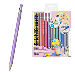 КАРАНДАШИ ЦВ. АВТ. 12 ШТ, ERICHKRAUSE ПАСТЕЛЬ СЛИВКИ, ШЕСТИГРАН. С ТОЧИЛКОЙ, ПЭТ-БОКС /12/144/