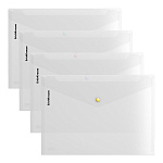 КОНВЕРТ ПЛАСТ. НА КНОПКЕ, А4, ERICHKRAUSE GLOSSY CLEAR, 0,16 ММ, ПРОЗР. ЦВЕТ. КНОПКА /12/240/