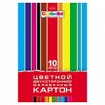 КАРТОН ЦВЕТНОЙ A4, 10 Л, 10 ЦВ. ХАТБЕР. CREATIVE SET, МЕЛ. ДВУСТОРОН. В ПАПКЕ /20/