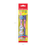 Набор из 2 ручек шариковых ErichKrause ErgoLine® Kids Stick&Grip Neon 0.5, Super Glide Technology, цвет чернил синий, розов грип (в пакете)