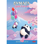 БУМАГА ЦВЕТНАЯ A4, 10 Л, 10 ЦВ. ХАТБЕР. ПЛЮШЕВЫЕ ПАНДЫ, МЕЛ. В ПАПКЕ /35/