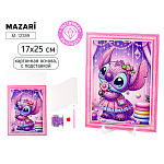МОЗАИКА АЛМАЗНАЯ MAZARI. УШАСТИК, 17*25, КАРТ. ОСНОВА, С ПОДСТАВКОЙ, ЧАСТИЧНАЯ ВЫКЛАДКА /12/
