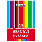 БУМАГА ЦВЕТНАЯ A4, 10 Л, 10 ЦВ. ХАТБЕР. CREATIVE SET, ДВУХСТОРОН. МЕЛ. В ПАПКЕ /35/