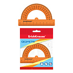 ТРАНСПОРТИР 10 СМ, 180 ГРАДУСОВ, ERICHKRAUSE NEON SOLID, ОРАНЖЕВЫЙ, ФЛОУПАК /20/240/