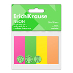 Клейкие закладки бумажные ErichKrause Neon, 20x50 мм, 200 листов, 4 цвета