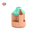 Подставка настольная вращающаяся пластиковая ErichKrause Mini Desk, Pastel Bloom, персиковый с зеленым