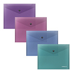 КОНВЕРТ ПЛАСТ. НА КНОПКЕ, А5+, ERICHKRAUSE VIVID, 0,18 ММ, ПОЛУПРОЗР. АССОРТИ /12/504/