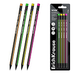 КАРАНДАШ Ч/Г ERICHKRAUSE ВИВО, НАБОР 04 ШТ, С ЛАСТИКОМ, ЗАТОЧЕН. БЛИСТЕР /24/242/144/