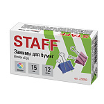 ЗАЖИМ Д/БУМАГ 15 ММ/12 ШТ STAFF PROFIT, ДО 45 Л, ЦВЕТНОЙ, К/К /12/