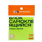 БЛОК Д/ЗАПИСИ 76*76 ММ, 100Л, WORKMATE, НЕОН ЗЕЛЕНЫЙ /12/