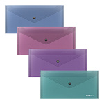 КОНВЕРТ ПЛАСТ. НА КНОПКЕ, ЕRICHКRAUSE ГЛЯНЦЕВЫЙ СИЯНИЕ ДОРОЖНЫЙ, ПОЛУПРОЗР. АССОРТИ /12/384/