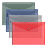 КОНВЕРТ ПЛАСТ. НА КНОПКЕ, A4, ЕRICHКRAUSE GLOSSY CLASSIC, 0,16 ММ, ПОЛУПРОЗР. АССОРТИ /12/240/ РФ