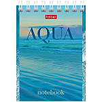 БЛОКНОТ 60 Л, А7, КЛ, AQUA, МЕЛ. КАРТ. ОБЛ. НА ГРЕБНЕ /78/