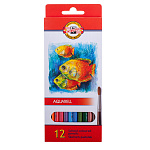КАРАНДАШИ ЦВ. 12 ШТ. KOH-I-NOOR. FISH, АКВАРЕЛЬНЫЕ, ЗАТОЧЕН. К/У, Е/П /12/