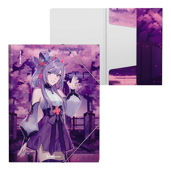 ПАПКА НА РЕЗИНКАХ ПЛАСТ, A4, ERICHKRAUSE MANGA /LILAC/, 0,55 ММ, РАЗНОЦВЕТНЫЙ /4/96/