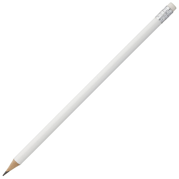 КАРАНДАШ Ч/Г HAND FRIEND, С ЛАСТИКОМ, БЕЛЫЙ /100/