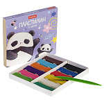 ПЛАСТИЛИН 12 ЦВ, 180 ГР, ХАТБЕР. ПЛЮШЕВЫЕ ПАНДЫ, СО СТЕКОМ /10/