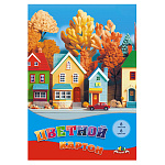 КАРТОН ЦВЕТНОЙ А4, 08 Л, 08 ЦВ. ДОМИКИ, ОДНОСТОРОН. НЕМЕЛ. В ПАПКЕ /50/