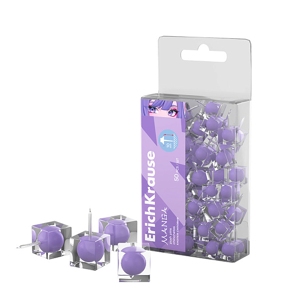 гвозди 50 шт. erichkrause manga, лиловый, пэт-бокс /10/200/