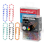 Скрепки металлические с виниловым покрытием ErichKrause Zebra, 28мм, ассорти (в пластиковой коробке по 200 шт.)