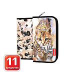 Пенал-книжка с наполнением ErichKrause 110x205x25мм Wild Cat