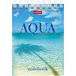 БЛОКНОТ 60 Л, А7, КЛ, AQUA, МЕЛ. КАРТ. ОБЛ. НА ГРЕБНЕ /78/