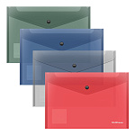 КОНВЕРТ ПЛАСТ. НА КНОПКЕ, B5, ERICHKRAUSE GLOSSY CLASSIC, 0,16 ММ, ПОЛУПРОЗР. АССОРТИ /12/576/ РФ