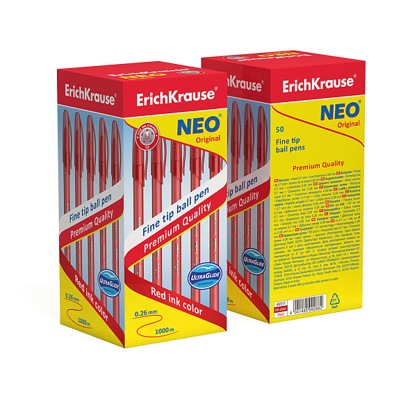 РУЧКА ШАР. ERICHKRAUSE НЕО® ТОНИРОВАННАЯ, КРАСНЫЙ /50/200/2400/