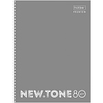 ТЕТРАДЬ 80 Л, А4, ЛИН, ХАТБЕР PREMIUM. NEWTONE PASTEL СЕРЫЙ ЖЕМЧУГ, МЕЛ. ГЛЯНЦ. ПЕРФ. ГРЕБЕНЬ /2/