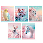 ТЕТРАДЬ 96 Л, А5, КЛ, ХАТБЕР. PASTEL ANIMALS, ПЛАСТ. ОБЛ. НА СКОБЕ /5/30/